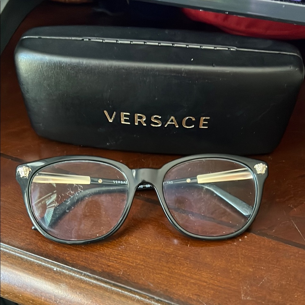 Versace Black Glasses with Gold Accents